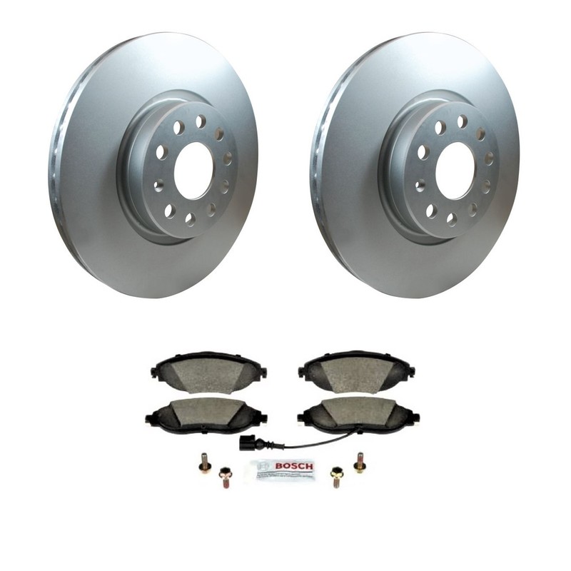 Hella Front Rotors Bosch QuietCast Ceramic Disc Brake Pads Kit For VW GTI FWD