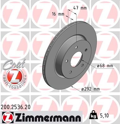 Zimmermann 200.2536.20 Brake Disc for Nissan, Nissan (DFAC), Renault, Renault (DFAC gallery