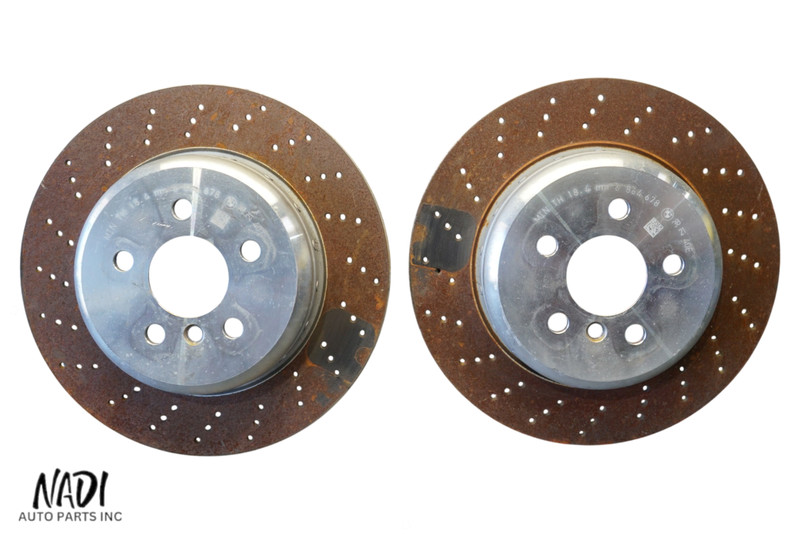 2014 - 2020 BMW I12 I15 i8 REAR LEFT & RIGHT DRILLED BRAKE ROTOR PAIR OEM
