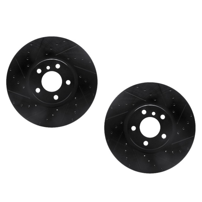 For BMW X5 2016 2017 2018 Rotor Set | Black | Drilled And Slotted Rotor Style gallery