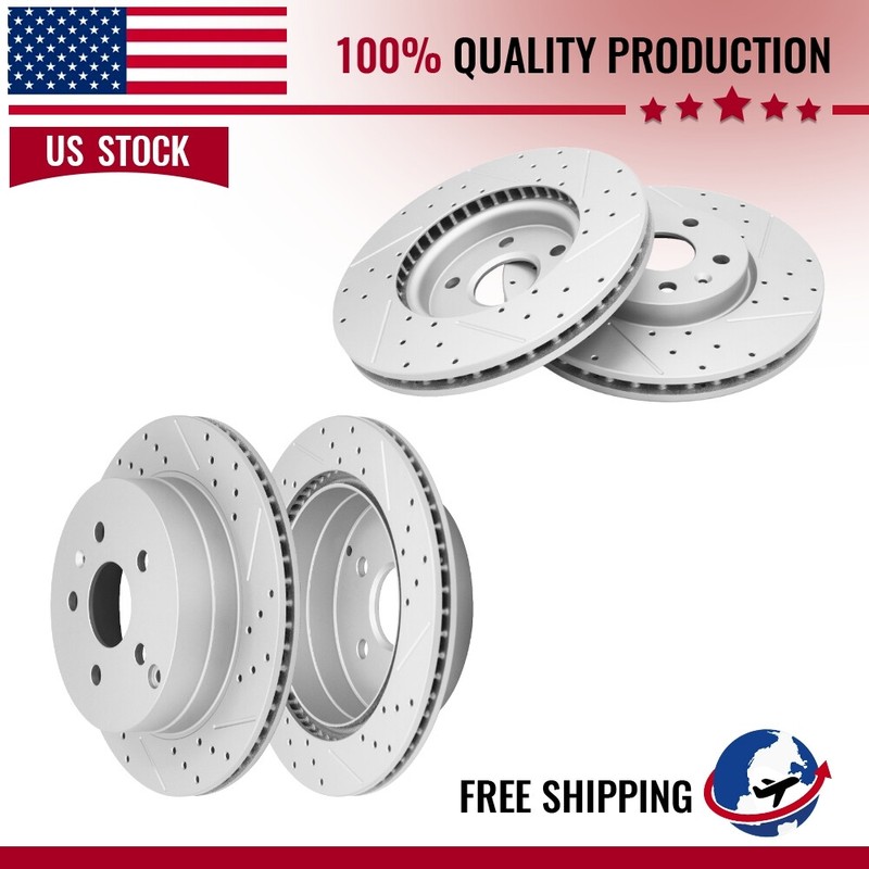 Front Rear Driiled Disc Brake Rotors For 2010 2011 2012 – 2016 2017 GMC Terrain
