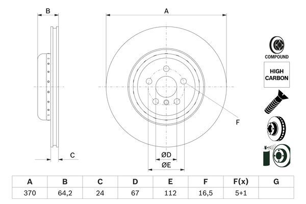 Fits BMW 7 Series X5 X6 8 X7 5 X4 + Other Models Brake Disc Rear Bosch gallery