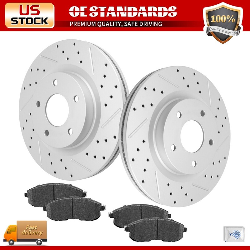 Front Disc Drilled Rotors Ceramic Brake Pads for 2007 – 2013 Nissan Altima