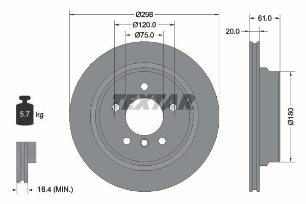 2 x brake disc Textar 92075103 for BMW 5 Series Alpina gallery