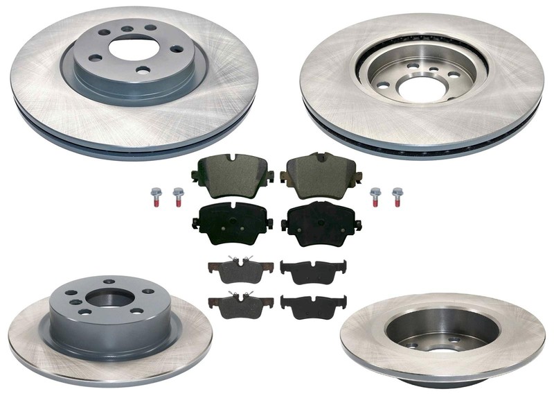 For Countryman Base 2017-2022 Front & Rear Coated Rotors & EPS Brake Pads