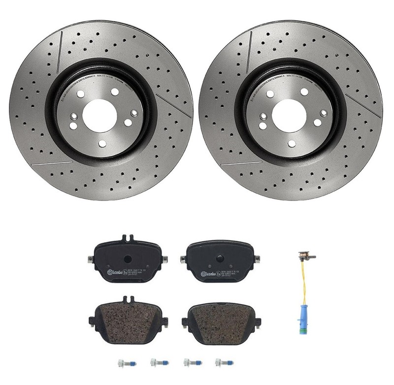 Brembo Rear Brake Kit Disc Rotors Low-Met Pads Sensor for MB X290 AMG GT 53 B06
