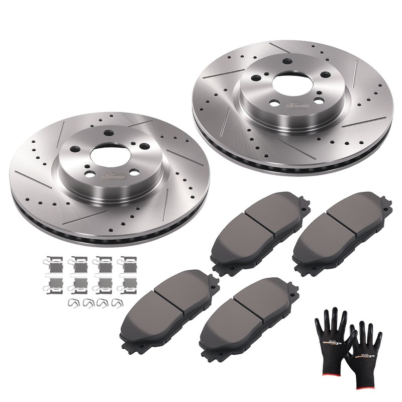Front Brake Rotors + Ceramic Brake Pads for Toyota Corolla 2009-19 Matrix 09-13