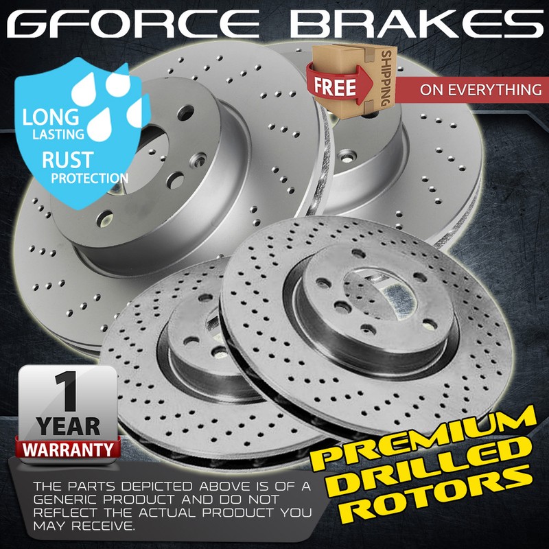 F+R Cross Drilled Rotors for 2011-2015 Volvo S60 F/300mm rear solid rotors