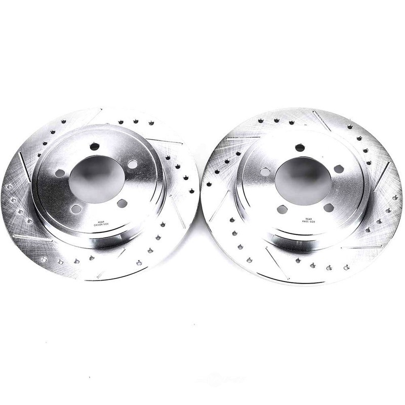 Disc Brake Rotor Set-Rear Drilled, Slotted and Zinc Plated Brake Rotor Pair