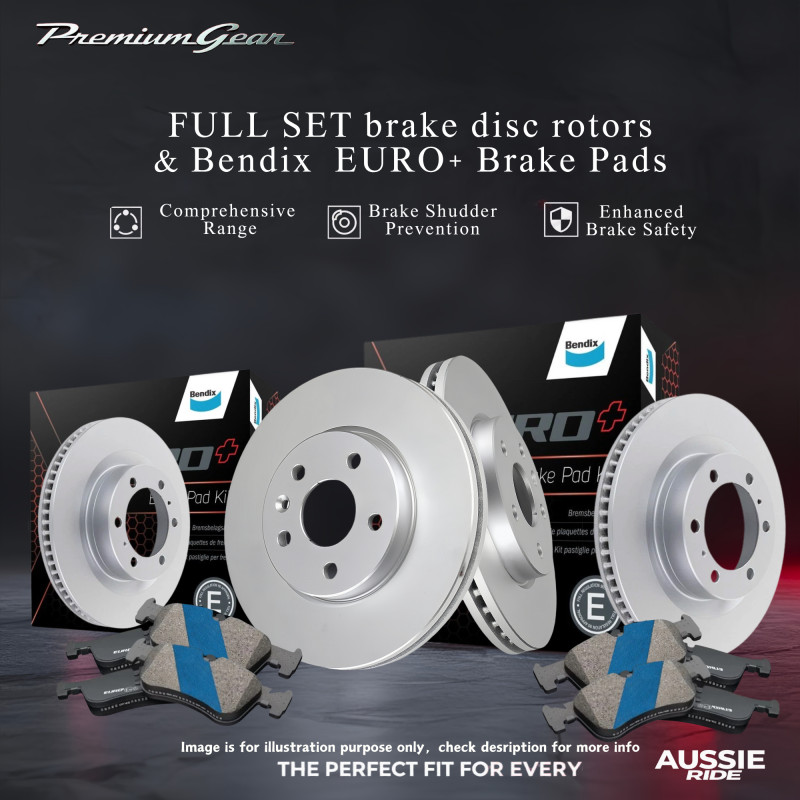 Front+Rear Disc Rotors+Bendix EURO+Brake Pads for Mazda 3 BK BL 2003-2013
