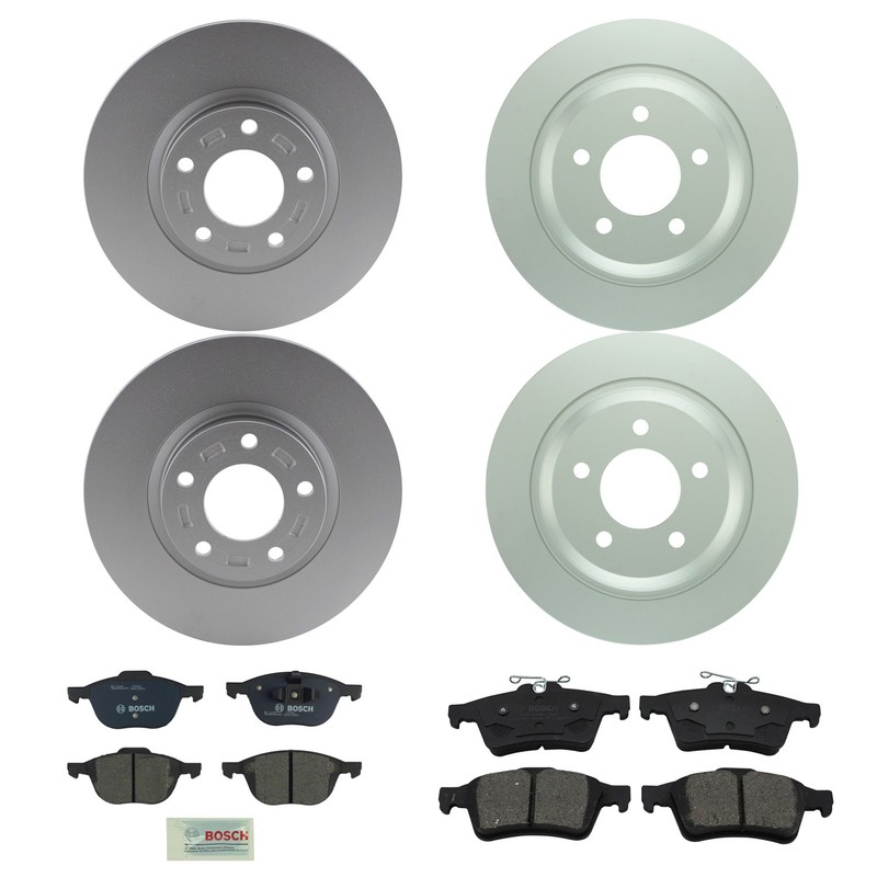 Bosch Quietcast Front and Rear Rotors Ceramic Disc Brake Pad Kit For Mazda 5 FWD