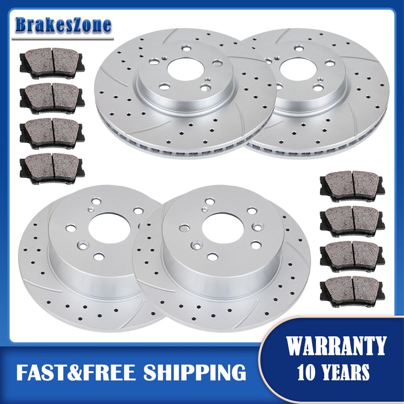 Front Rear Brake Rotors Pads for Ford Fusion Mazda 6 Lincoln MKZ Drilled Slotted