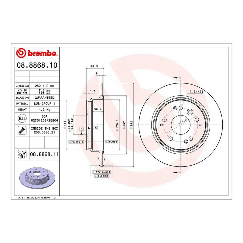 Front and Rear Disc Brake Rotors Fits Honda Element 2.4L gallery