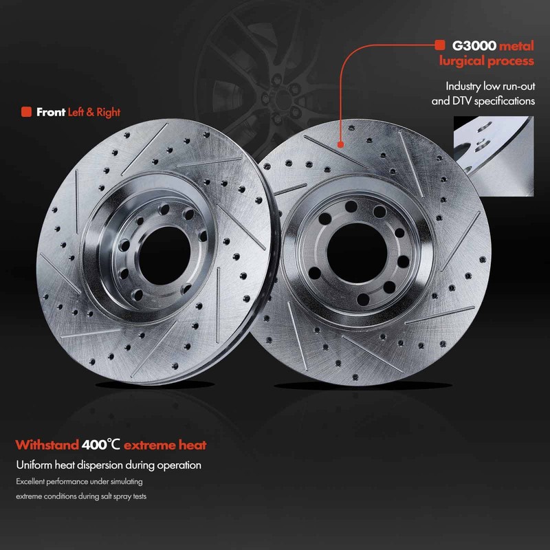 2x Front LH & RH Side Drilled Brake Rotors for Saab 9-3X 2010-2011 9-3 2003-2011 gallery