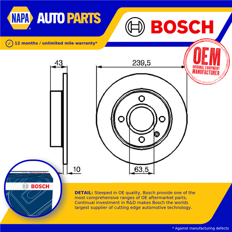 2x Brake Discs Pair Solid Front 238.8mm 0986478501 Bosch Set 1107767 5022652 New