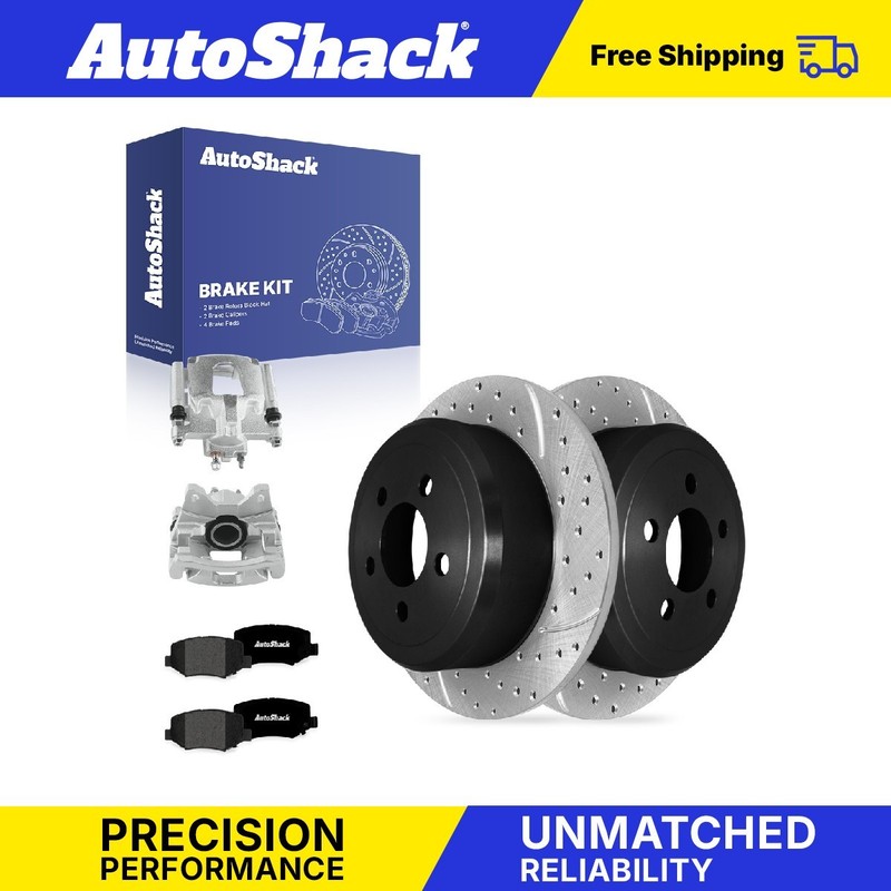 Rear Drilled Slotted Brake Rotors Premium Pads Calipers for Jeep, Liberty 08-12