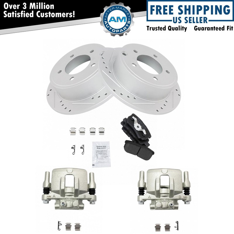 Rear Metallic Pads Performance Rotors & Calipers Kit for Chrysler Dodge Jeep