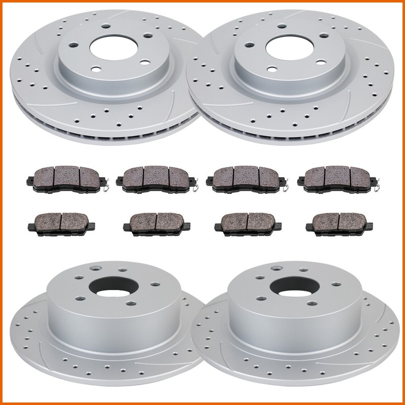 Fit 2013 2014 2015 2016 2017 Nissan Altima Front Rear Ceramic Rotors Brake Pads
