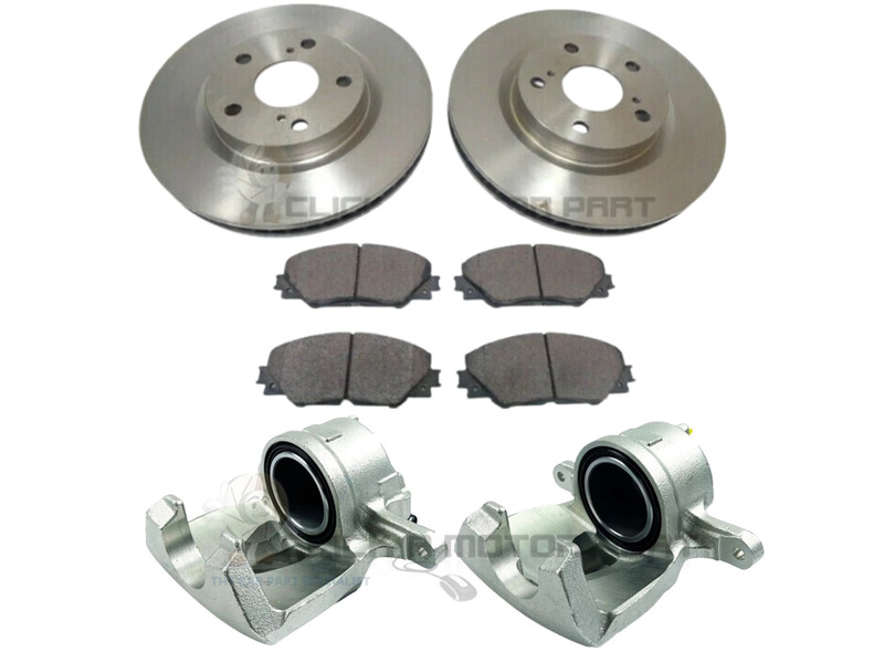 Front Left & Right Brake Caliper Set & Discs And Pads For Toyota Rav4 2006-2015