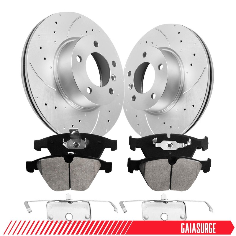 Front 312mm Drilled Brake Rotors Ceramic Brake Pads Kit for BMW 328i xDrive 3.0L