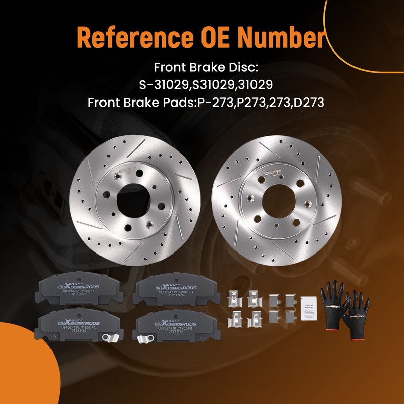 Front Drilled Slotted Brake Rotors Ceramic Pads for Honda Civic 1990-2000 S31029 gallery