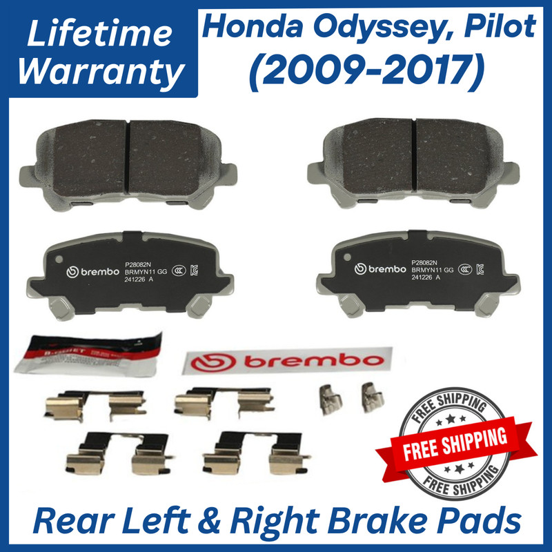 Brembo OEM Rear Ceramic Brake Pads Kit For 2009-2017 Honda, Lifetime Warranty.