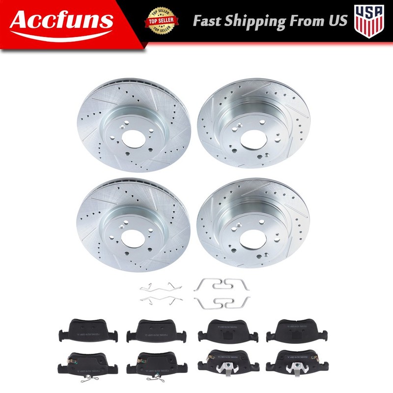 12pcs Front & Rear Left & Right Drilled Rotor & Brake Pad For Honda Accord 18-22