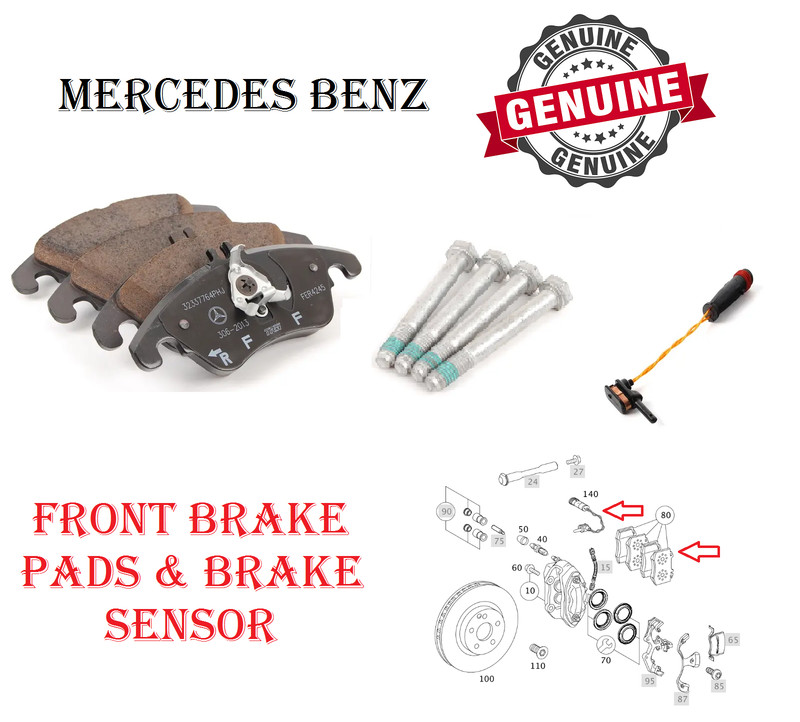Mercedes Front Brake Pad & 2 Rotors Set w/Sensor C300 C350 E250 E350 400 GENUINE gallery