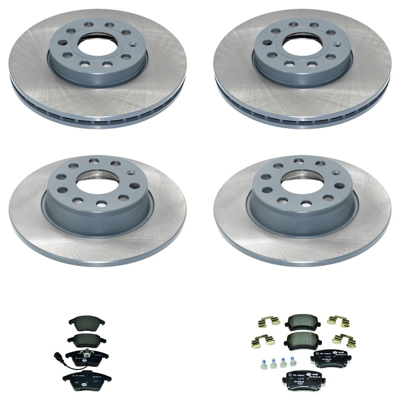 DuraGo Front Rear Rotor Hella Low-Met Brake Pad Kit for Golf Base FWD Hatchback
