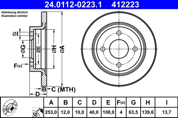 ATE 24.0112-0223.1 Brake Disc for Ford gallery