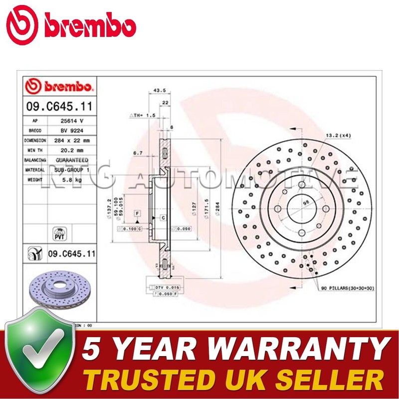 Brembo Front Brake Discs Fits Fiat 500 2008- 1.4 #2 51938383 5741446 gallery