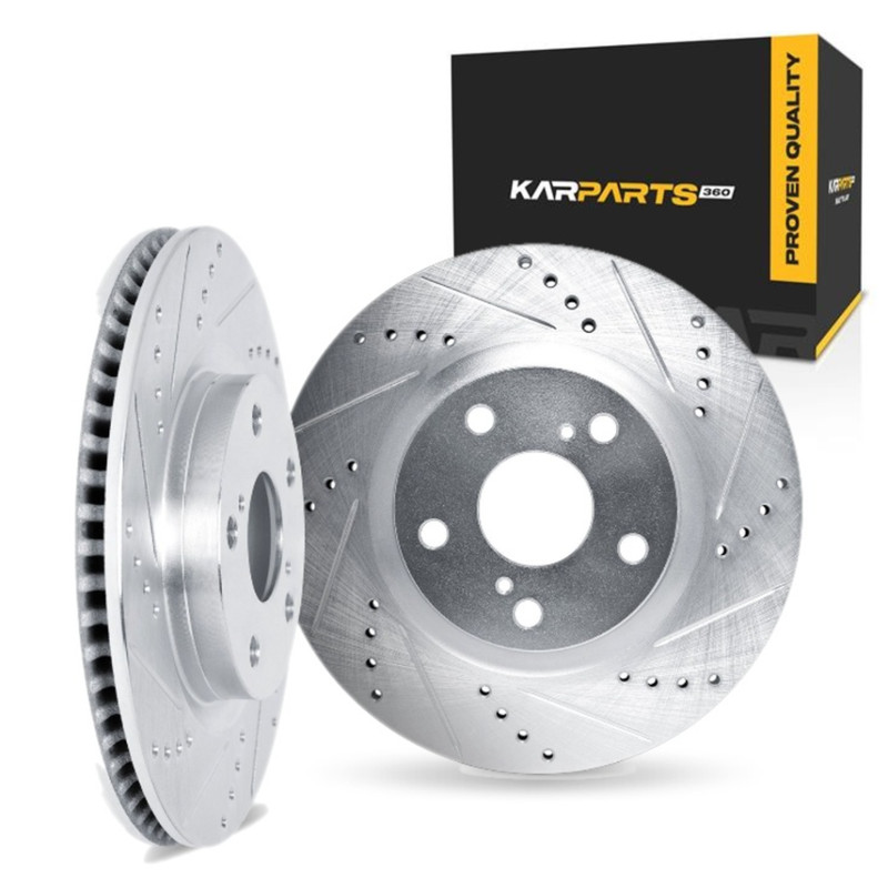 For Porsche Taycan 2020-2025 Brake Rotors Front | Silver | Drilled and Slotted