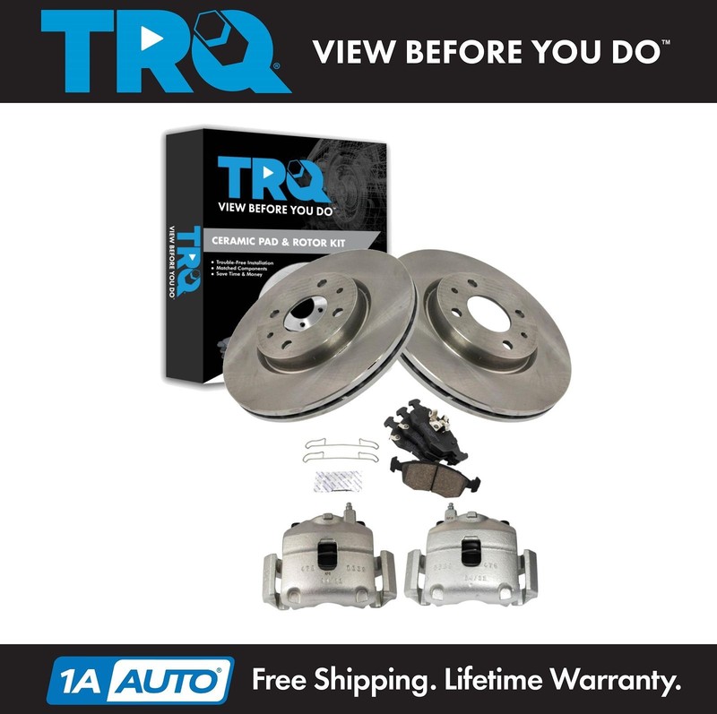 TRQ Front Brake Calipers Ceramic Pads & Rotors Fits 2012-2017 Fiat 500