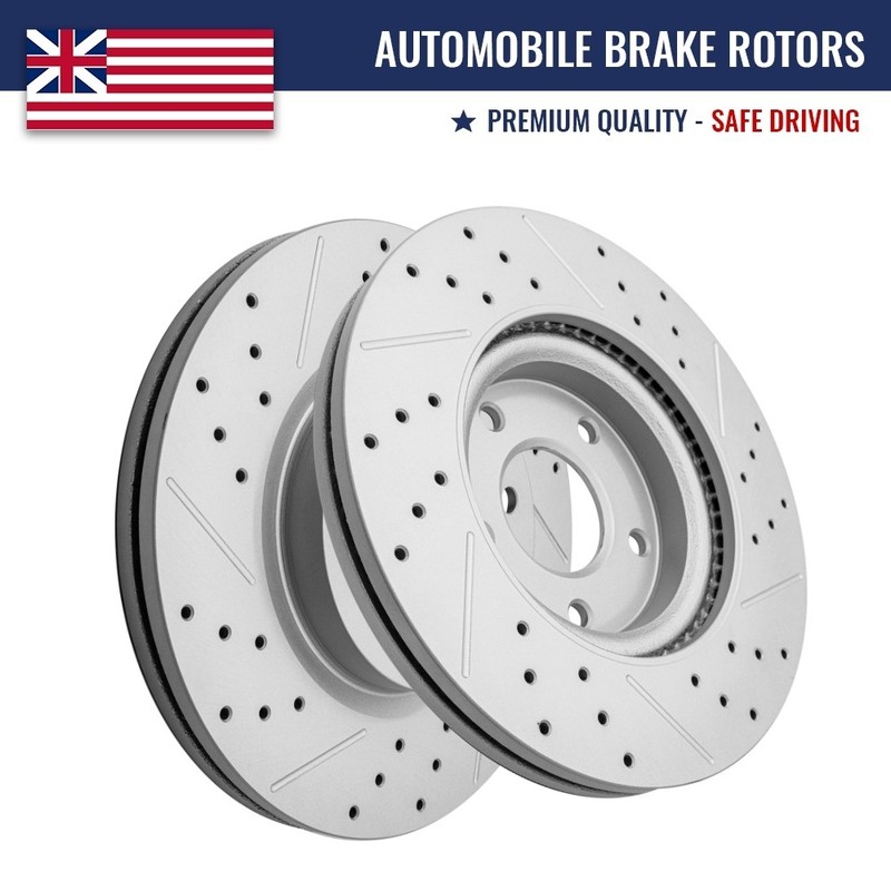 Front Drilled and Slotted Disc Brake Rotors Set for Honda Accord Civic
