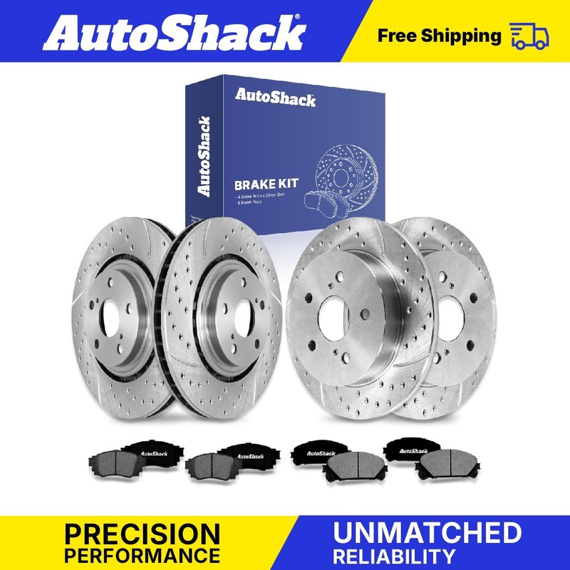 Front Rear Drilled Slotted Brake Rotors Premium Pads for Lexus, NX300 2018-2021