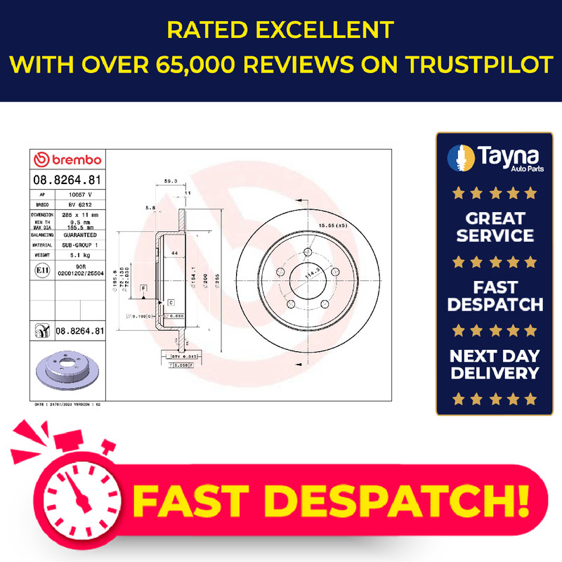 2x Brake Discs Pair Solid fits JEEP WRANGLER Mk2 2.4 Rear 02 to 07 ED1 285mm Set