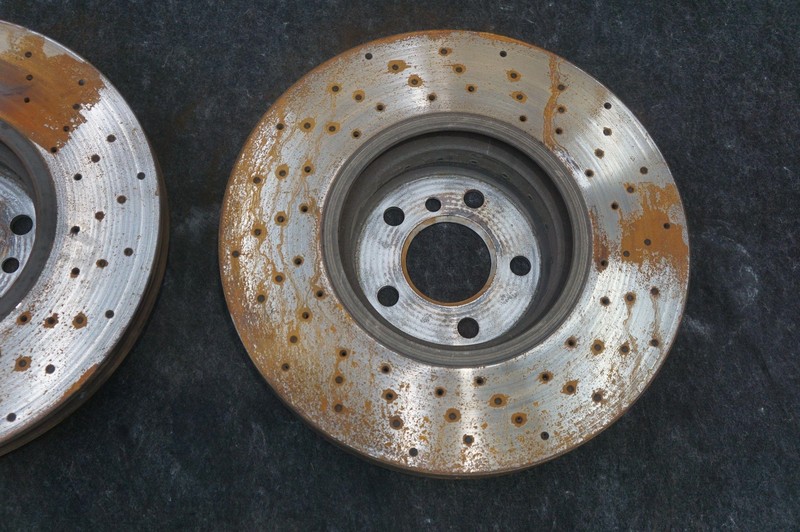 Set 2 Front Cross Drilled Disc Brake Rotor OEM 34116858623 Bmw I8 2014-17 19-20 gallery