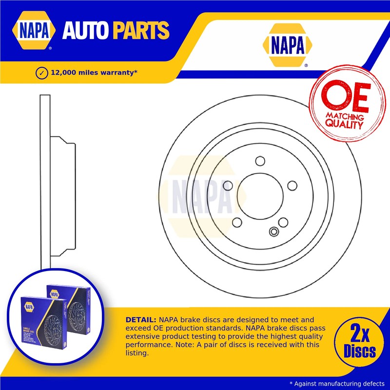 2x Brake Discs Pair Solid fits MERCEDES V250 W447 2.2D Rear 2014 on OM651.950