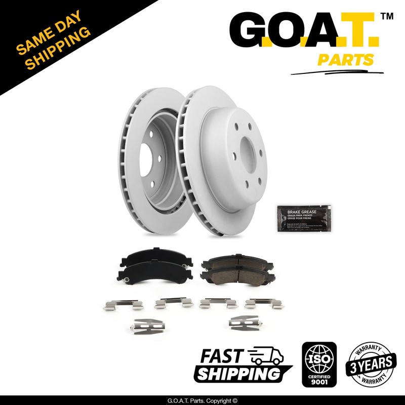 Rear Brake Rotor & Ceramic Pad w/Hardware for Cadillac Escalade GMC Sierra 1500
