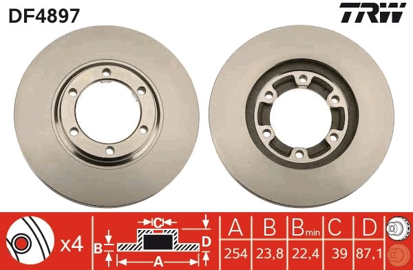 TRW DF4897 Brake Disc for Mitsubishi