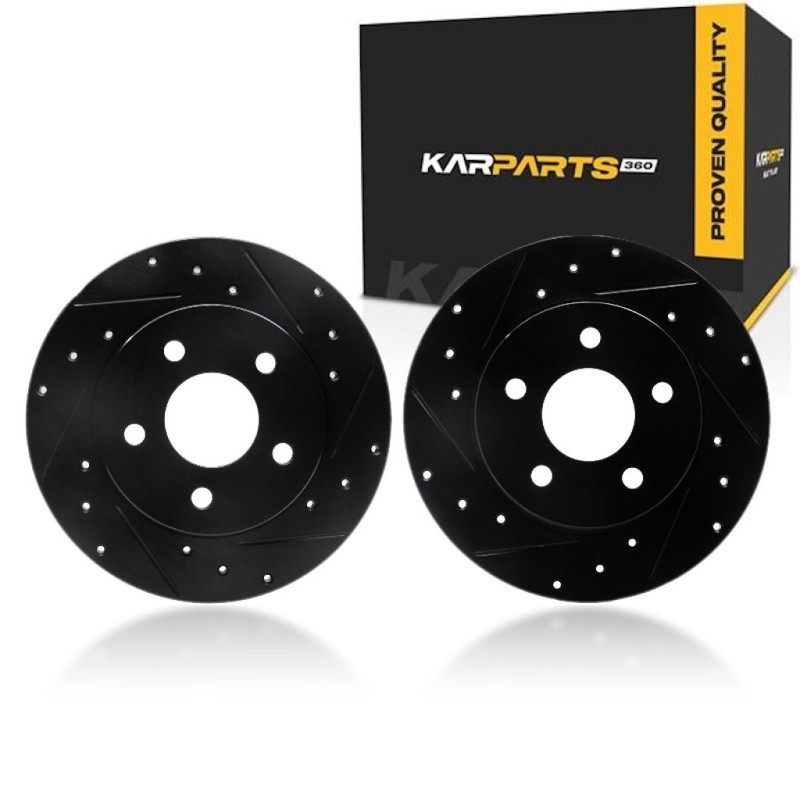 For Saturn Aura 2007-2009 Rotor Set | Black | Drilled And Slotted Rotor Style