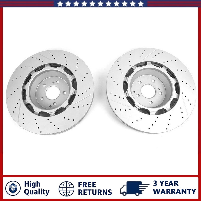 Front Brake Disc Rotors For 2014 2015-2020 Mercedes Benz S63 & S65 AMG