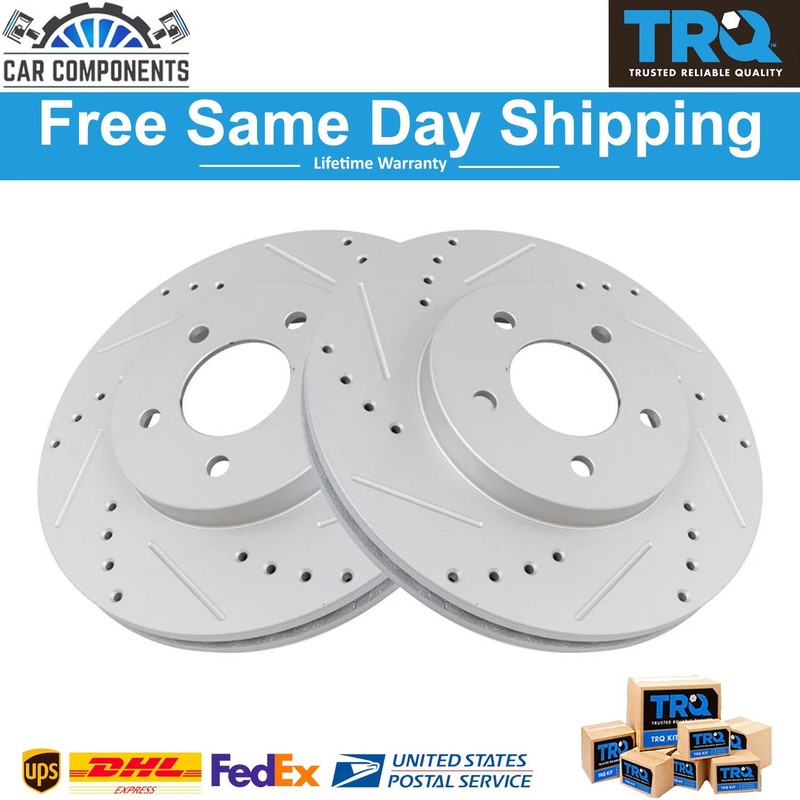 New Performance Brake Rotor Drilled Slotted Front G-Coated Pair For Ford