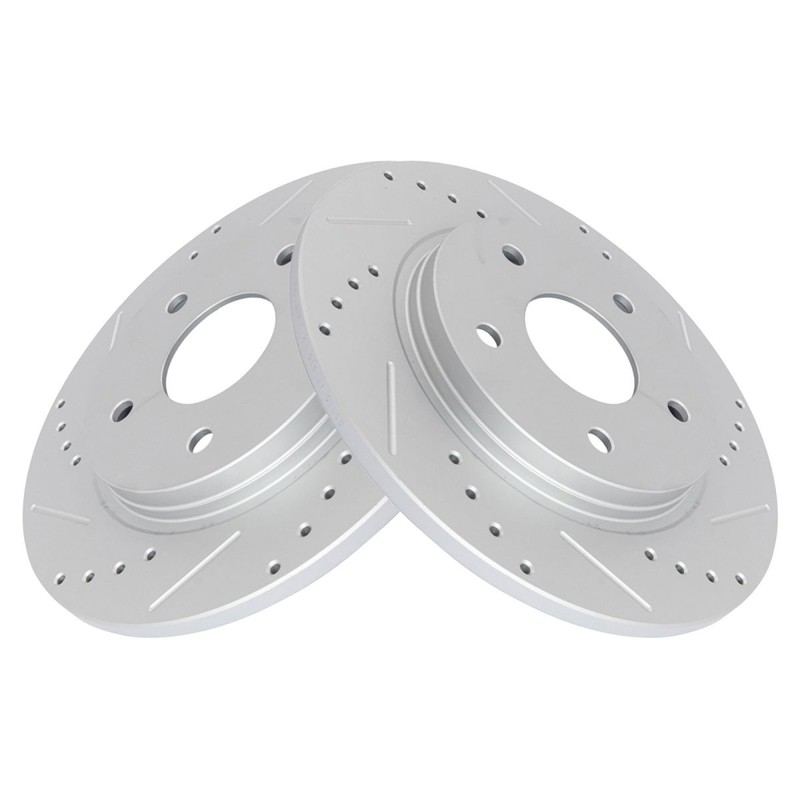 TRQ Performance Drilled & Slotted Rear G-Coated Disc Brake Rotor Pair gallery