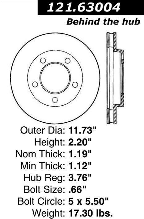 Centric Front Disc Brake Rotor for Scout II, CJ5, CJ7 (121.63004) gallery