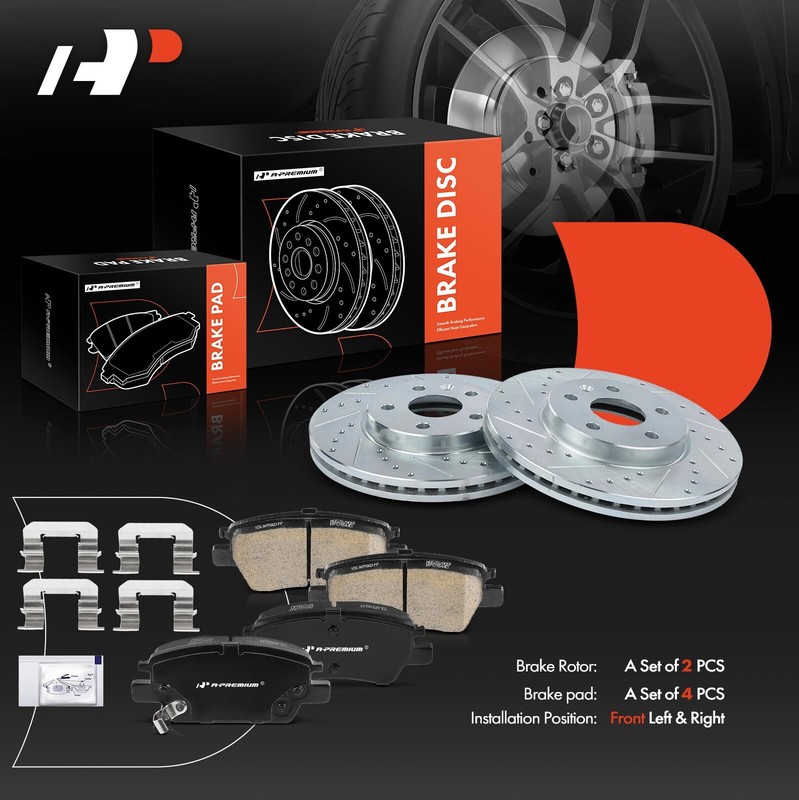 A-Premium Front Drilled Brake Rotor & Ceramic Brake Pads for Chevy Cruze Volt gallery