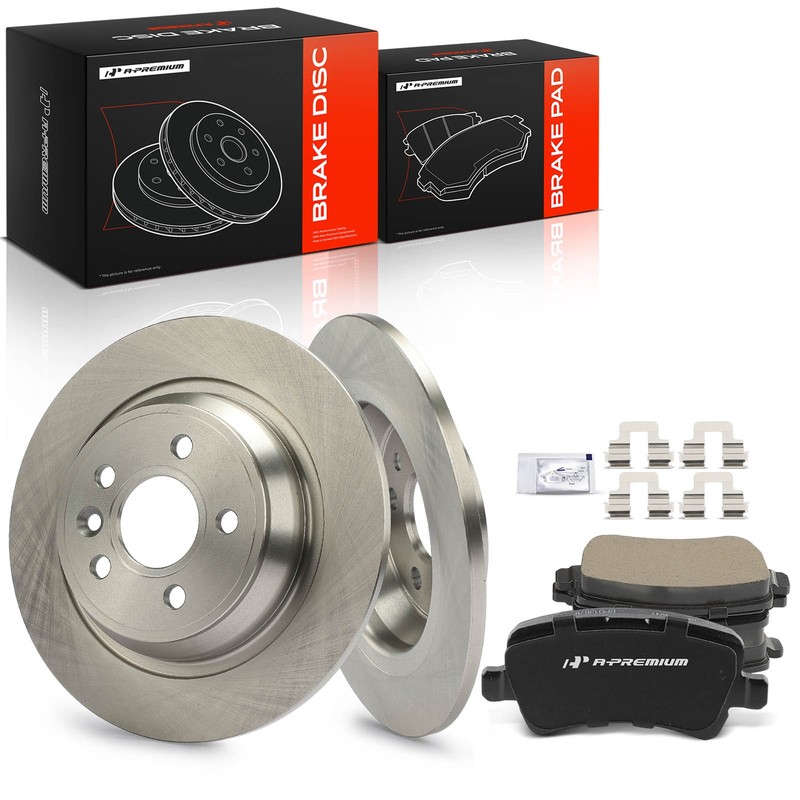 A-Premium Rear Disc Brake Rotors & Ceramic Pad for Land Rover Range Rover Evoque