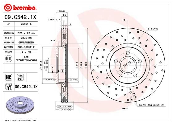 Brembo 09.C542.1X Brake Disc for Ford, Ford (Changanese), Lincoln