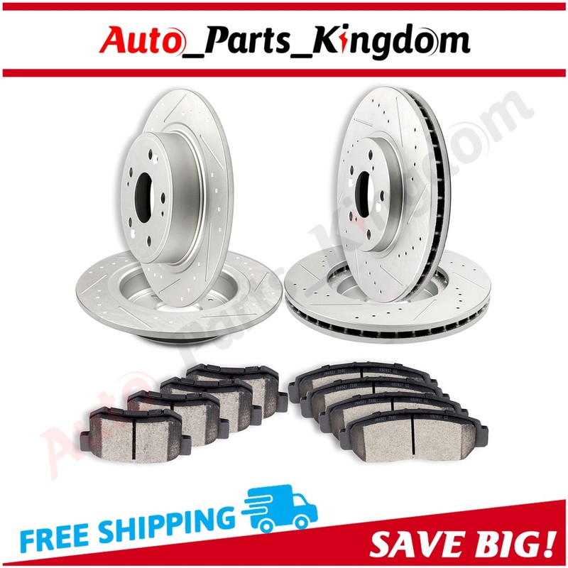 For 2008-2010 Honda Accord 2010 Acura TSX Front Rear Brake Rotors Ceramic Pads