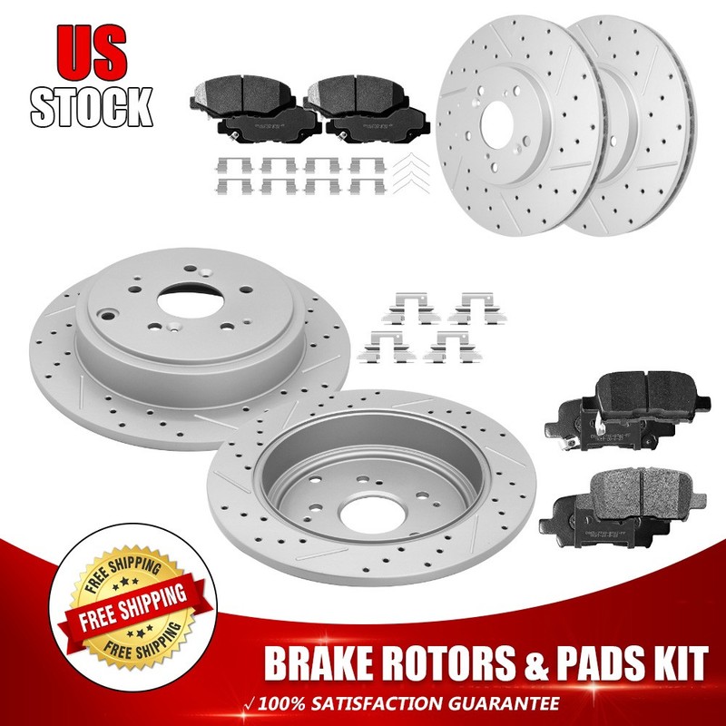 For 2003 2004 2005 2006 2007 2008 Honda Pilot Front Rear Brake Rotor Ceramic Pad